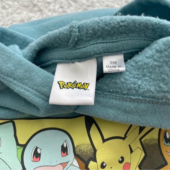 Old Navy Licensed Graphic Pokemon Hooded Sweater, kid's small, turquoise, EUC - Picture 3 of 4